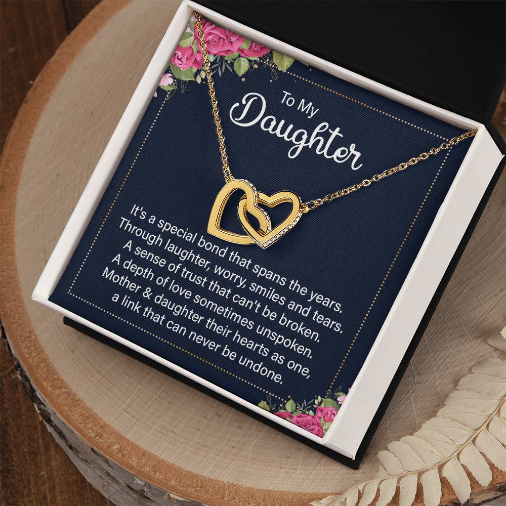 Mother and daughter love interlocking heart necklace