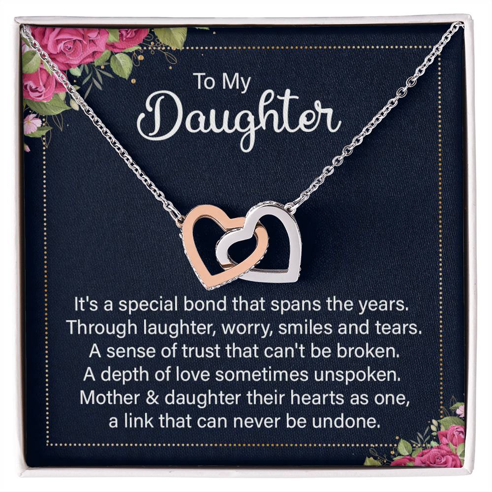 Mother and daughter love interlocking heart necklace