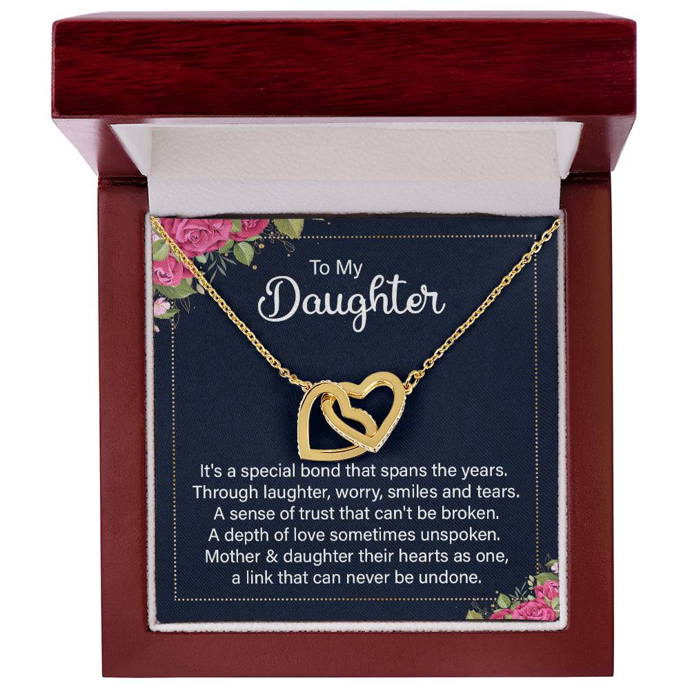 Mother and daughter love interlocking heart necklace