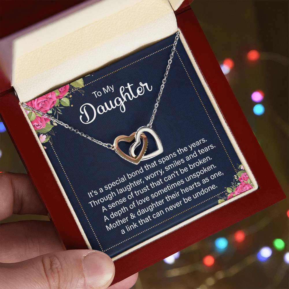 Mother and daughter love interlocking heart necklace